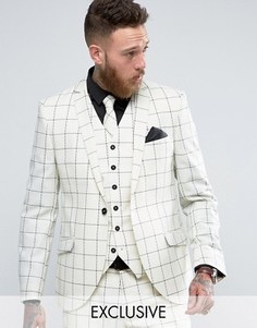Зауженный клетчатый пиджак из ткани с добавлением шерсти Heart & Dagger - Белый
