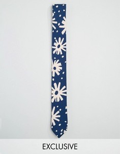 Синий галстук с абстрактным цветочным принтом Reclaimed Vintage Inspired - Синий