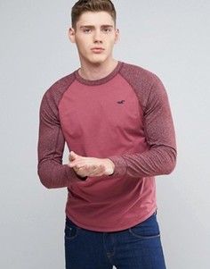 Бордовый лонгслив с контрастными рукавами Hollister - Красный