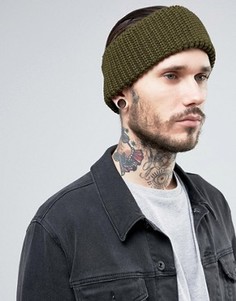 Трикотажная повязка на голову цвета хаки ASOS - Зеленый