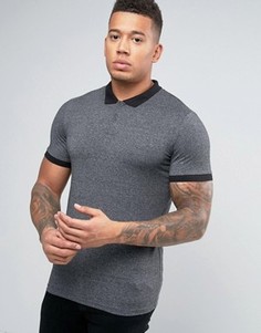 Серая обтягивающая футболка-поло New Look - Серый