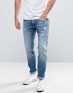 Светлые узкие джинсы с рваной отделкой Replay Anbass - Синий