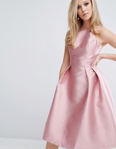 Структурированное атласное платье для выпускного Chi Chi London - Розовый