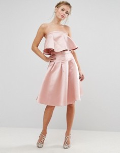 Комбинируемая атласная юбка миди Chi Chi London - Розовый
