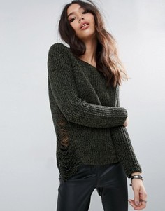 Джемпер крупной вязки со спущенными петлями ASOS - Stone