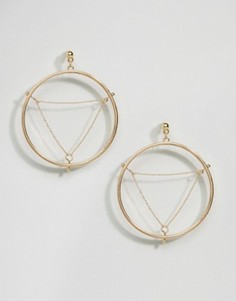 Серьги-кольца с треугольниками из цепочек ASOS - Золотой