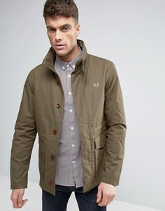 Куртка-френч оливкового цвета с капюшоном Fred Perry - Зеленый