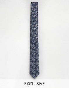 Жаккардовый галстук с принтом черепа Noose & Monkey - Синий