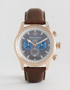 Часы с хронографом и коричневым кожаным ремешком Jack Mason Nautical - 42 мм - Коричневый