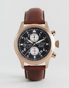 Часы с хронографом и кожаным ремешком Jack Mason Aviation 42 мм - Коричневый