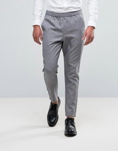 Суженные книзу укороченные брюки с эластичным поясом Selected Homme - Серый