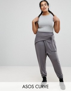 Шаровары с заниженным шаговым швом и запахом спереди ASOS CURVE - Серый