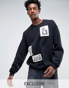 Oversize-свитшот с фотонашивками Reclaimed Vintage - Черный