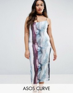 Облегающее платье миди с абстрактным принтом ASOS CURVE - Мульти