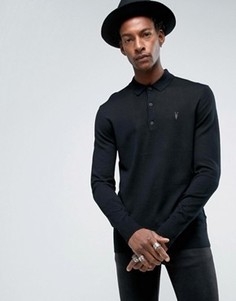 Трикотажное поло из мериносовой шерсти с длинными рукавами AllSaints - Черный