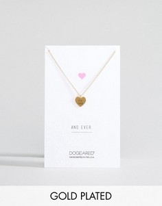 Позолоченное ожерелье с гравировкой For Ever на подвеске-сердце Dogeared - Золотой