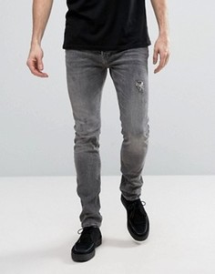 Серые выбеленные джинсы скинни с потертой отделкой AllSaints - Серый