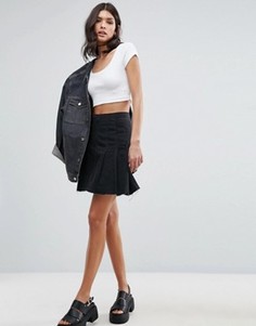 Черная джинсовая юбка со складками ASOS - Черный