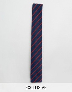 Льняной галстук в полоску Noak - Темно-синий