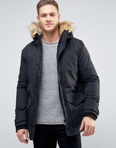 Парка с отделкой искусственным мехом Burton Menswear - Черный