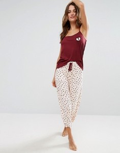 Пижамный комплект со штанами Chelsea Peers Valentines - Розовый