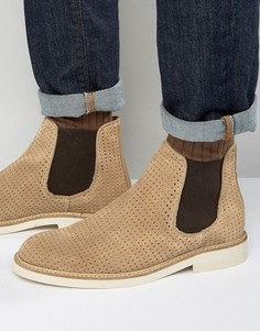 Замшевые ботинки челси с перфорацией Selected Homme Noah - Stone