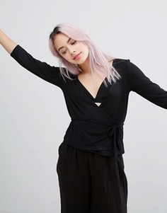 Топ с запахом спереди Monki - Черный