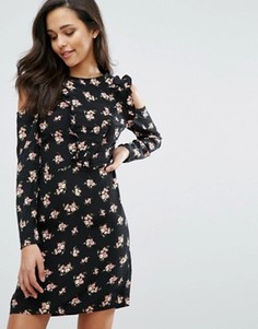 Платье с цветочным принтом и вырезами на плечах Miss Selfridge - Мульти