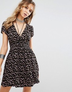 Платье мини с v-образным врезом Free People Pretty Baby - Черный