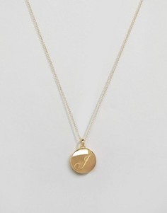 Ожерелье из 14-каратного золота с буквой J на медальоне Carrie Elizabeth - Золотой