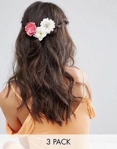 3 заколки для волос с цветами ASOS - Мульти