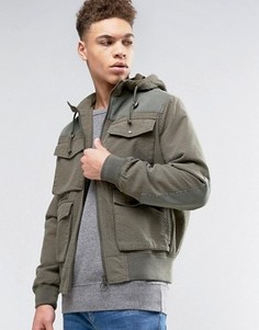 Бомбер из ткани рипстоп цвета хаки с 4 карманами ASOS - Зеленый