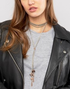 Мягкое замшевое ожерелье-чокер ASOS - Серый