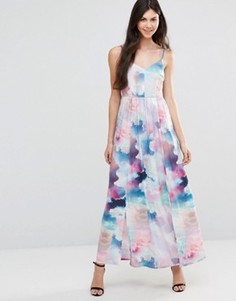 Платье макси с цифровым принтом облаков Yumi - Мульти