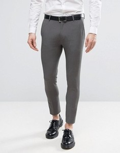 Укороченные строгие серые брюки скинни ASOS - Серый