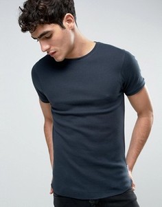Обтягивающая футболка из вафельного трикотажа Bellfield - Темно-синий