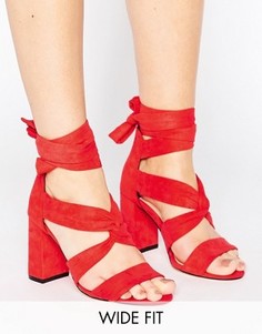 Красные сандалии на каблуке с узелком для широкой стопы Lost Ink - Красный