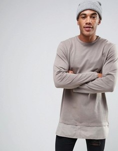Длинный лонгслив с подолом в стиле рубашки ASOS - Серый
