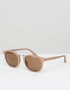 Розовые круглые солнцезащитные очки с металлической переносицей ASOS - Розовый