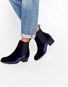 Темно-синие бархатные ботинки челси Selected Femme London - Темно-синий