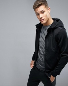Удлиненное худи на молнии с кантом Jack & Jones - Черный