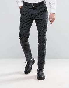 Черные строгие брюки скинни с жаккардовой отделкой ASOS - Черный