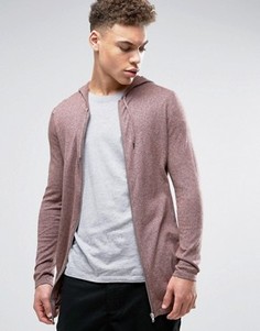 Розовое длинное худи на молнии ASOS - Розовый