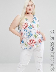 Блузка с цветочным принтом и запахом спереди Koko Plus - Белый