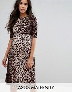 Платье миди с принтом леопарда ASOS Maternity - Мульти