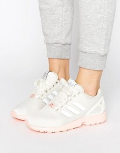 Белые кроссовки с розовой подошвой adidas Originals ZX Flux - Белый