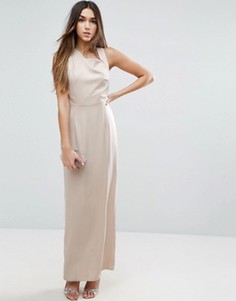 Платье макси с квадратной горловиной и открытыми боками ASOS - Бежевый
