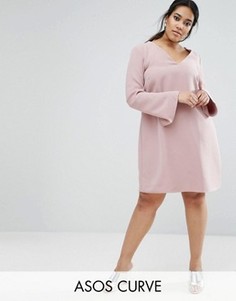 Платье-трапеция с вырезом ASOS CURVE - Розовый