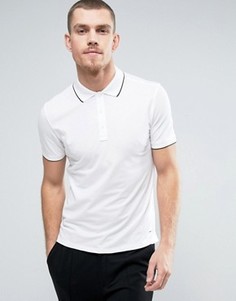 Белое узкое поло из эластичной ткани с кантом HUGO by Hugo Boss - Белый