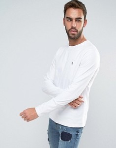 Белый лонгслив с маленьким логотипом Original Penguin - Белый